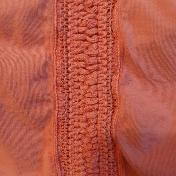 FREE PEOPLE Shell Lace Henley T-shirt Top XS Pink Scoop neck Gold Coast LS - Picture 9 of 10